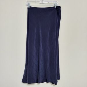J. Jill Navy Blue Skirt Midi 100% Silk High Waisted Womens Size 16